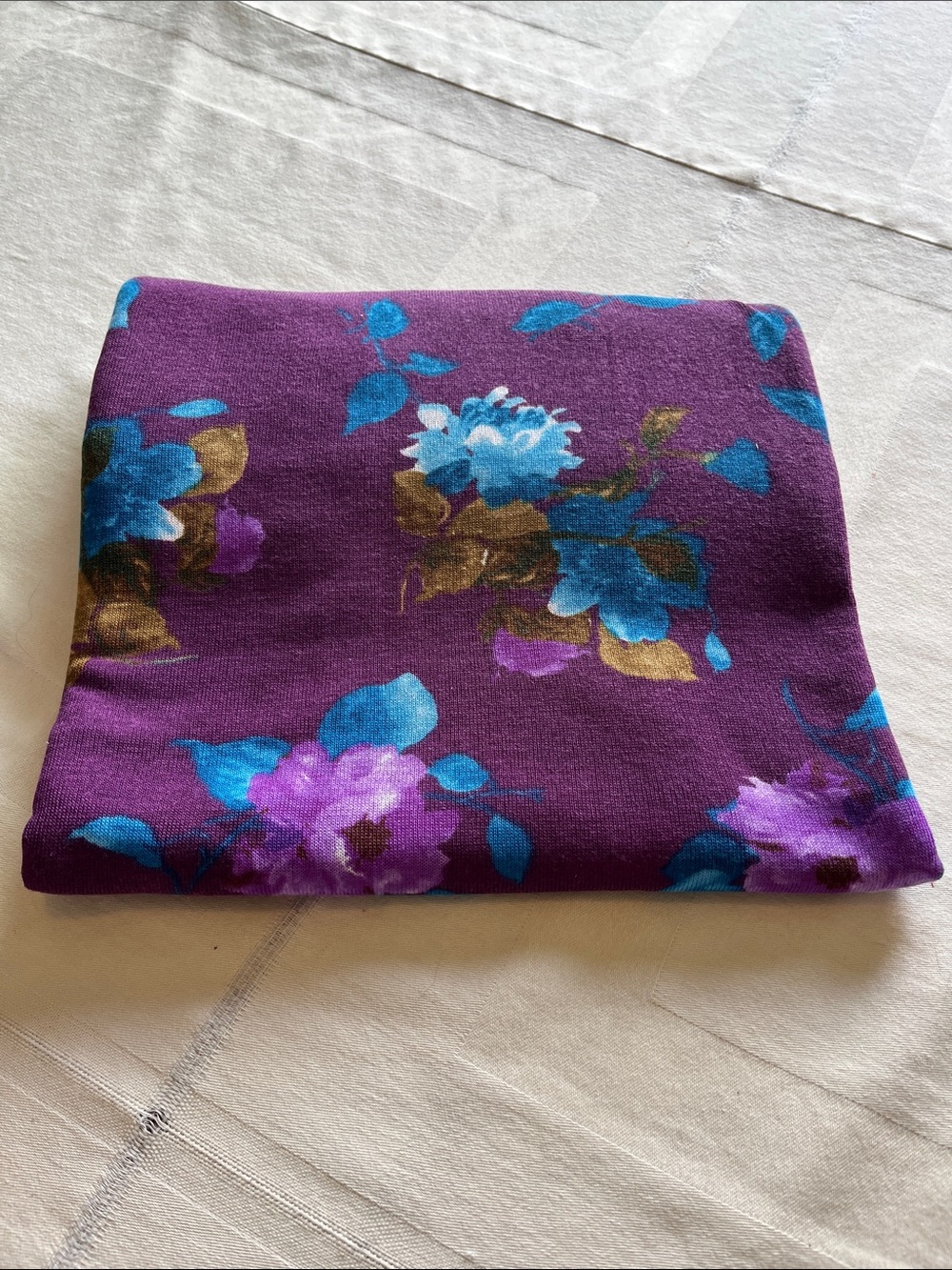 Floral Print In Purple With  Blue, Gold And White Accents Polyester Spandex 2Y